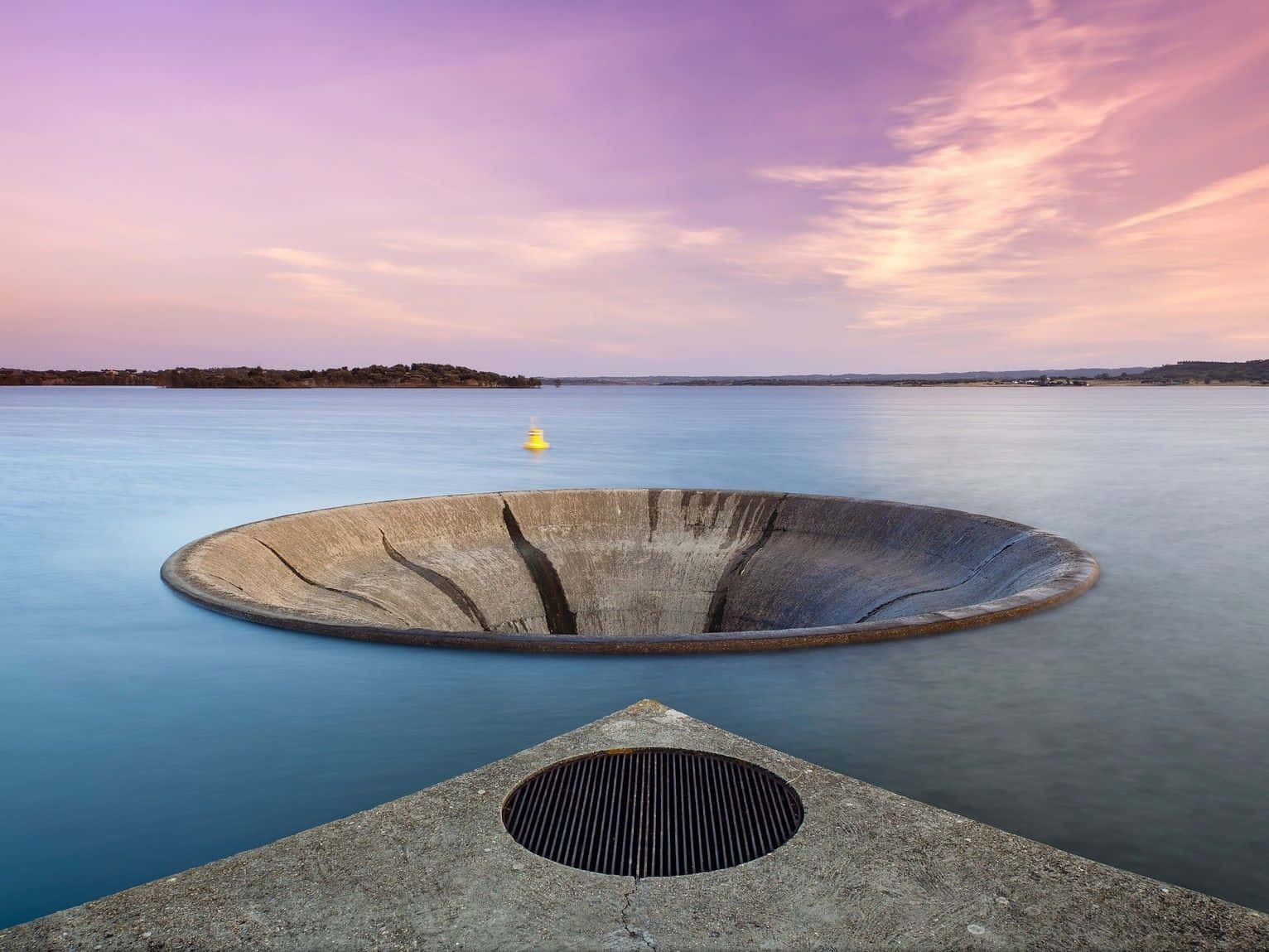 National Geographic Desktop, twilight, circular concrete intake structure, HD Desktop Wallpaper