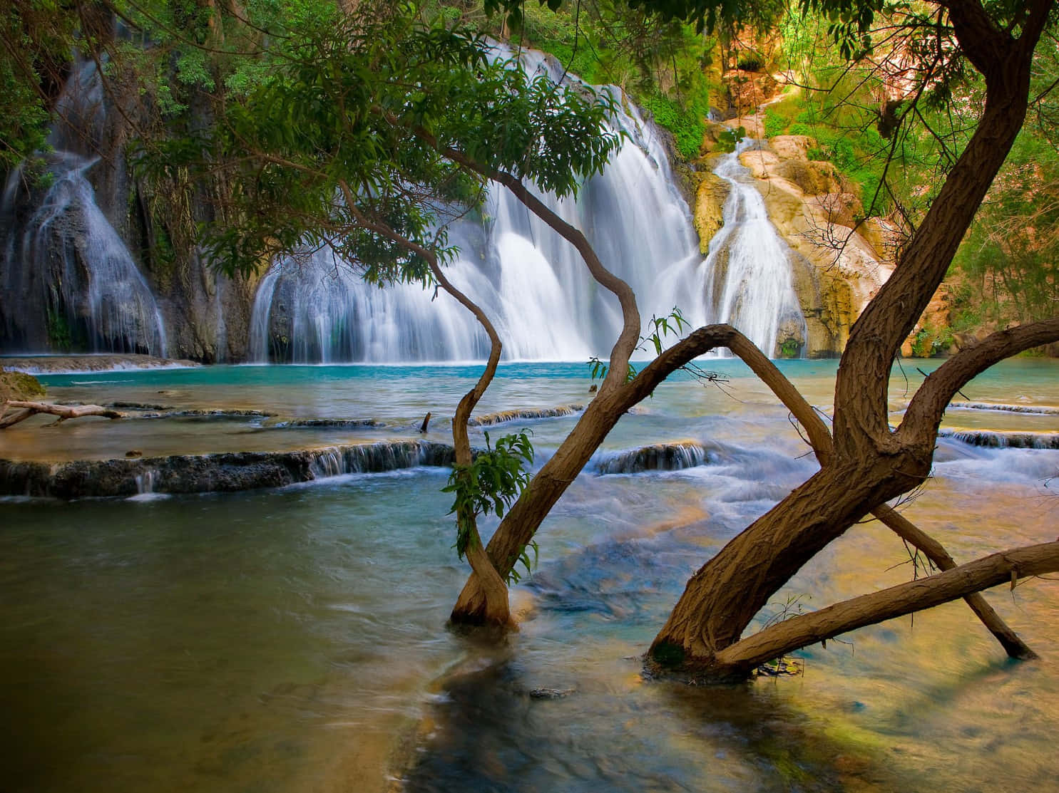 National Geographic Desktop, tropical waterfall, turquoise pools, HD Desktop Wallpaper