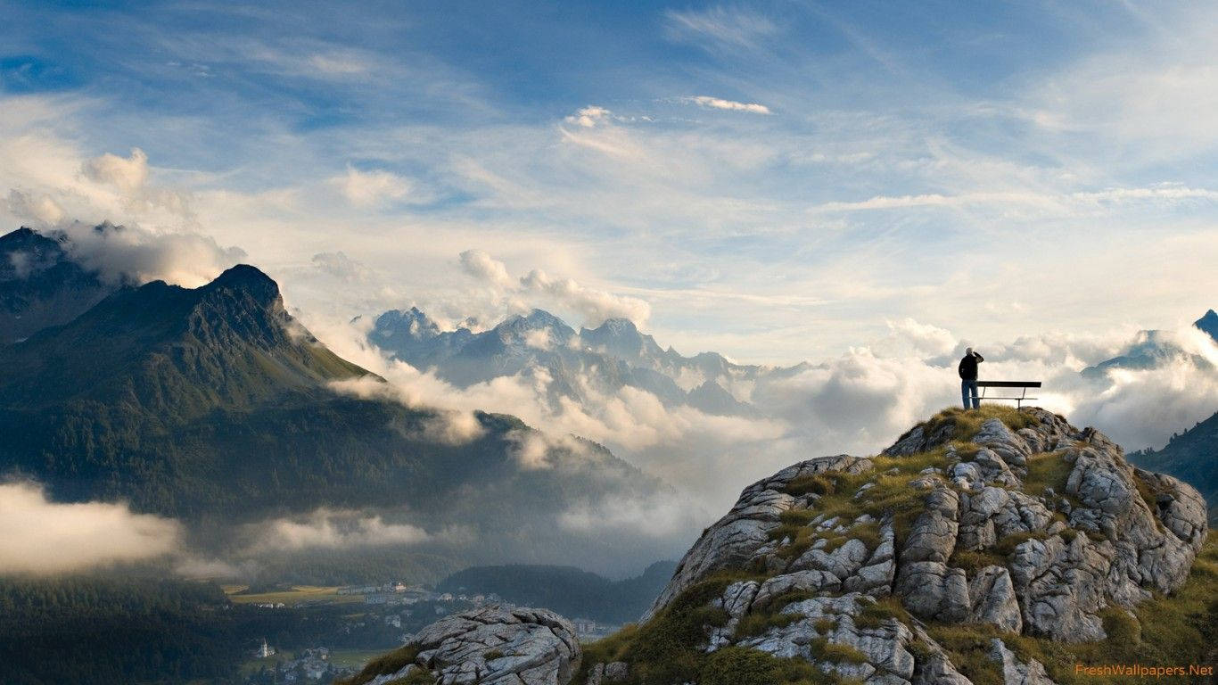 National Geographic, rocky mountain peak, sea of clouds, HD Desktop Wallpaper
