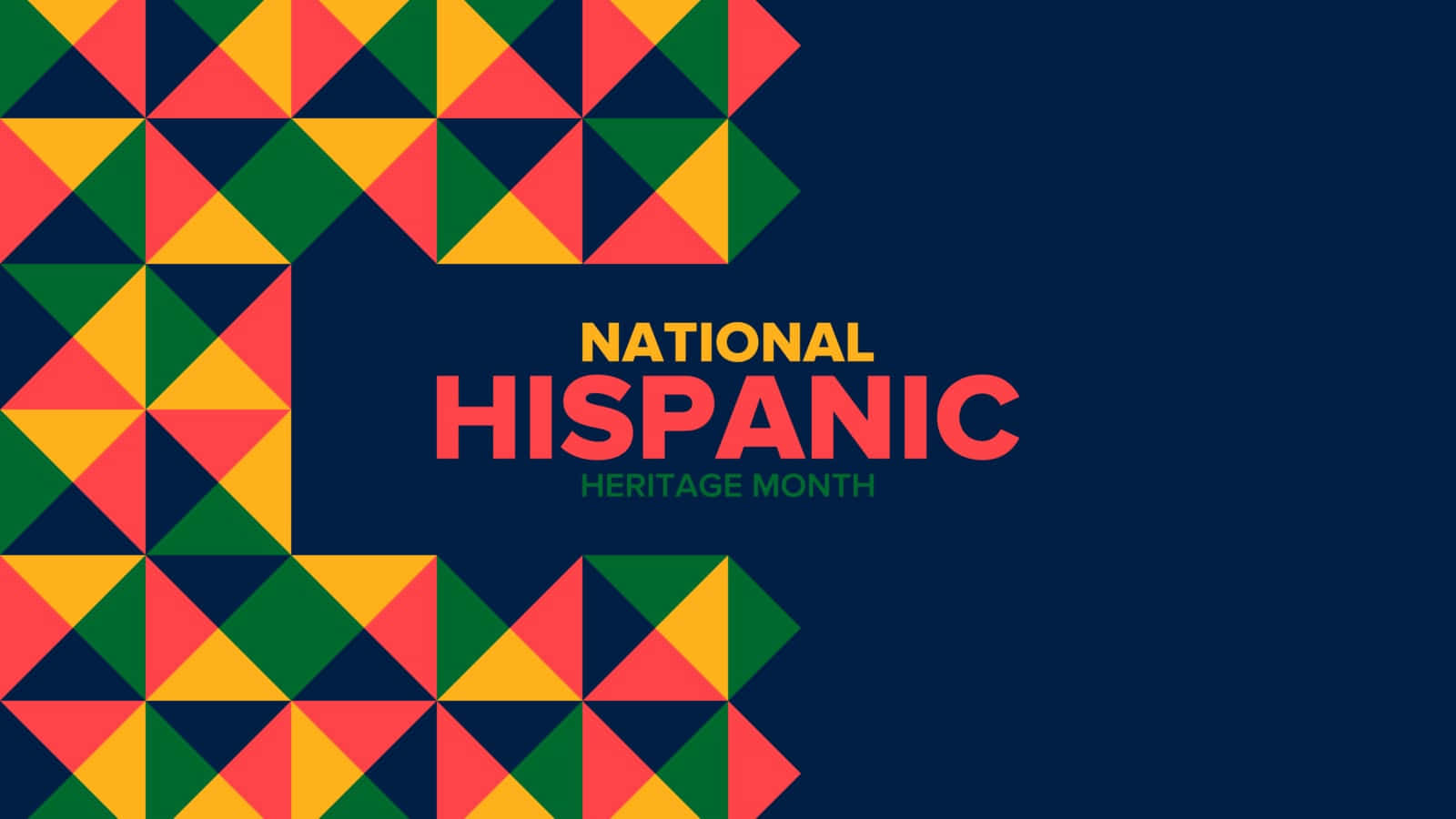 National Hispanic Heritage Month, red yellow and green, geometric triangle pattern, HD Desktop Wallpaper