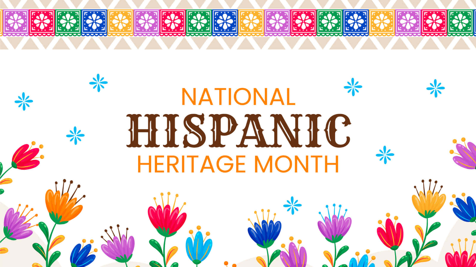National Hispanic Heritage Month, floral border, bold text, HD Desktop Wallpaper