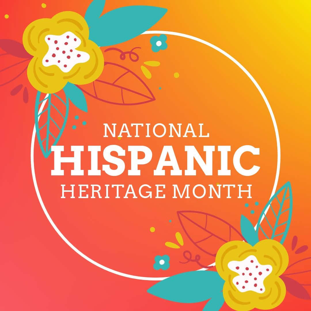 National Hispanic Heritage Month, orange gradient, yellow flowers, SD Desktop Wallpaper