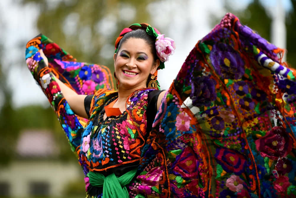 National Hispanic Heritage Month, colorful traditional attire, embroidered shawl, SD Desktop Wallpaper