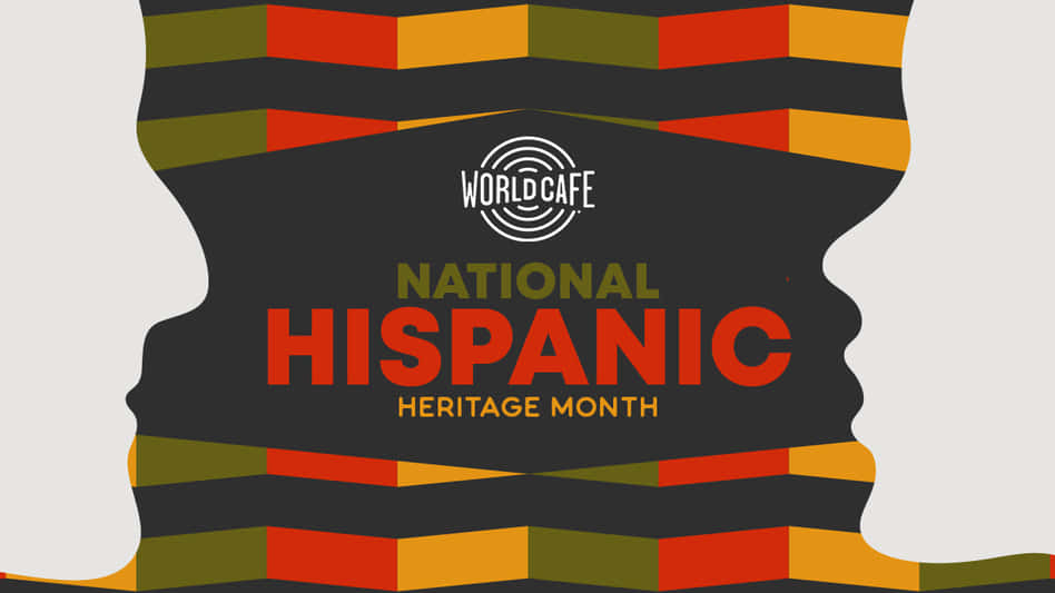 National Hispanic Heritage Month, red orange and green stripes, black panel, SD Desktop Wallpaper