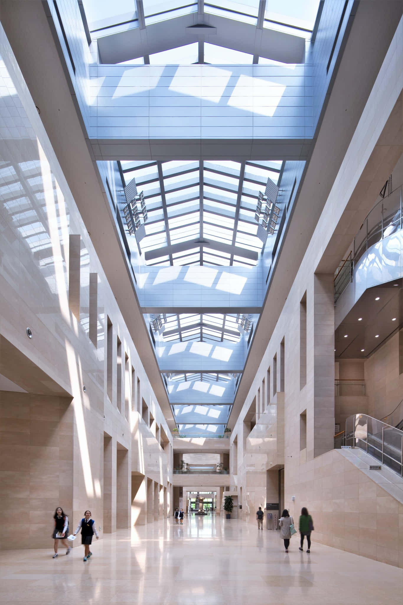 National Museum Of Korea, glass ceiling, modern atrium, Full HD Phone Wallpaper
