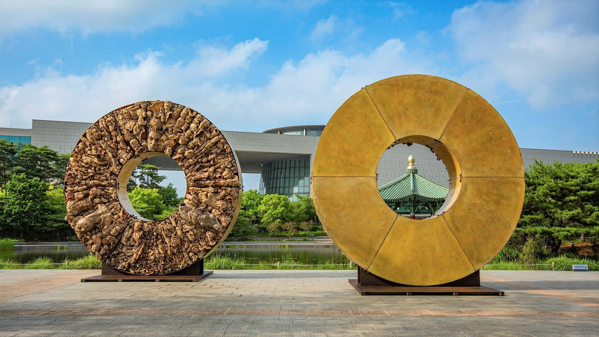 National Museum Of Korea, sculptures, textured stone, Full HD Desktop Wallpaper