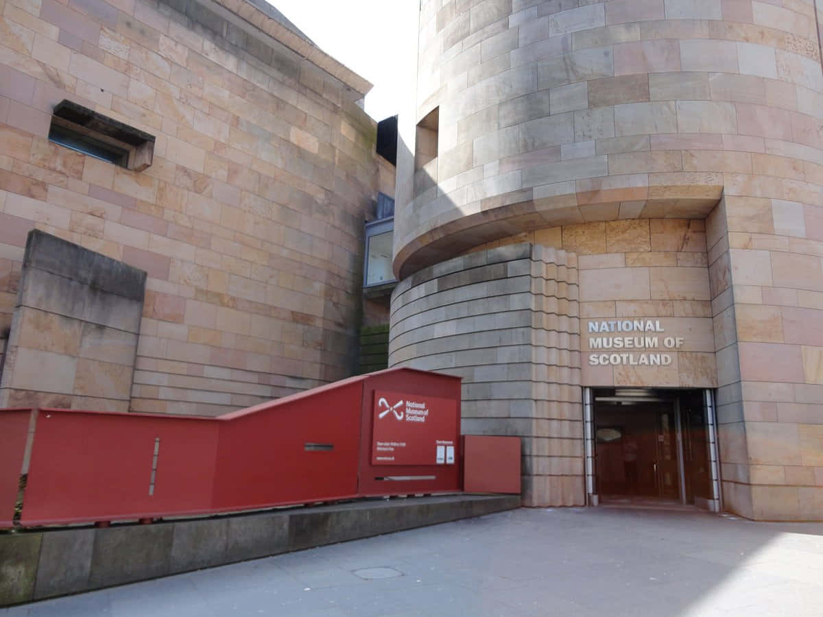 National Museum Of Scotland, curved architecture, red temporary structure, SD Desktop Wallpaper