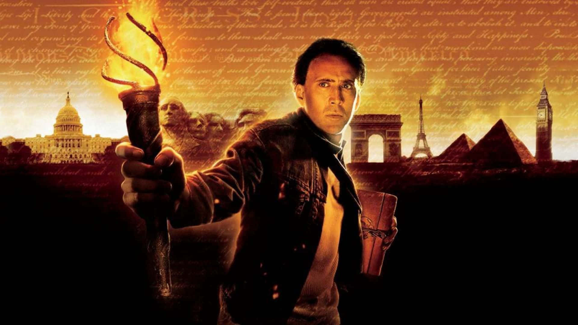 National Treasure, flaming torch, global landmarks, Full HD Desktop Wallpaper