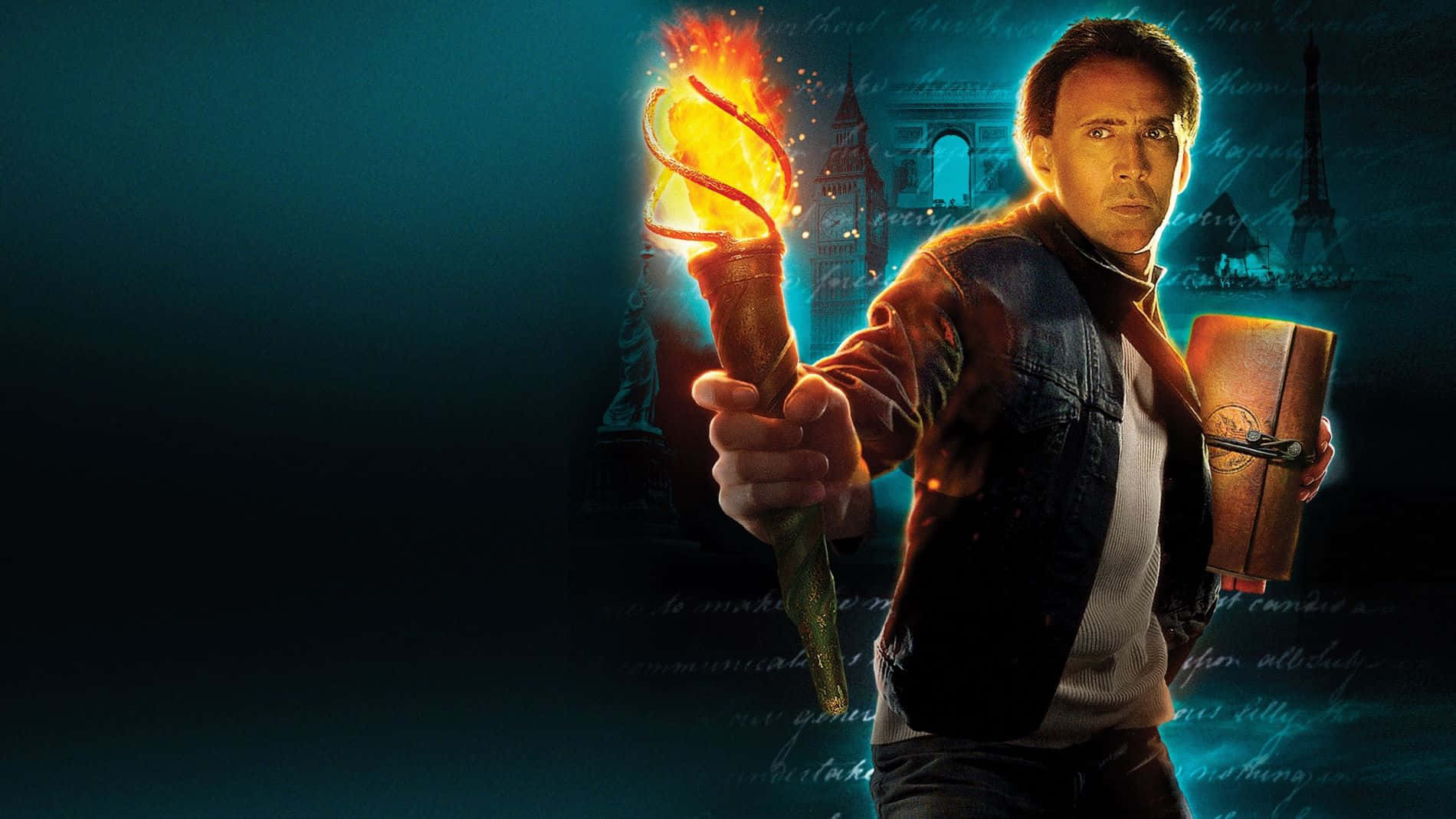 National Treasure, denim jacket, flaming torch, HD Desktop Wallpaper