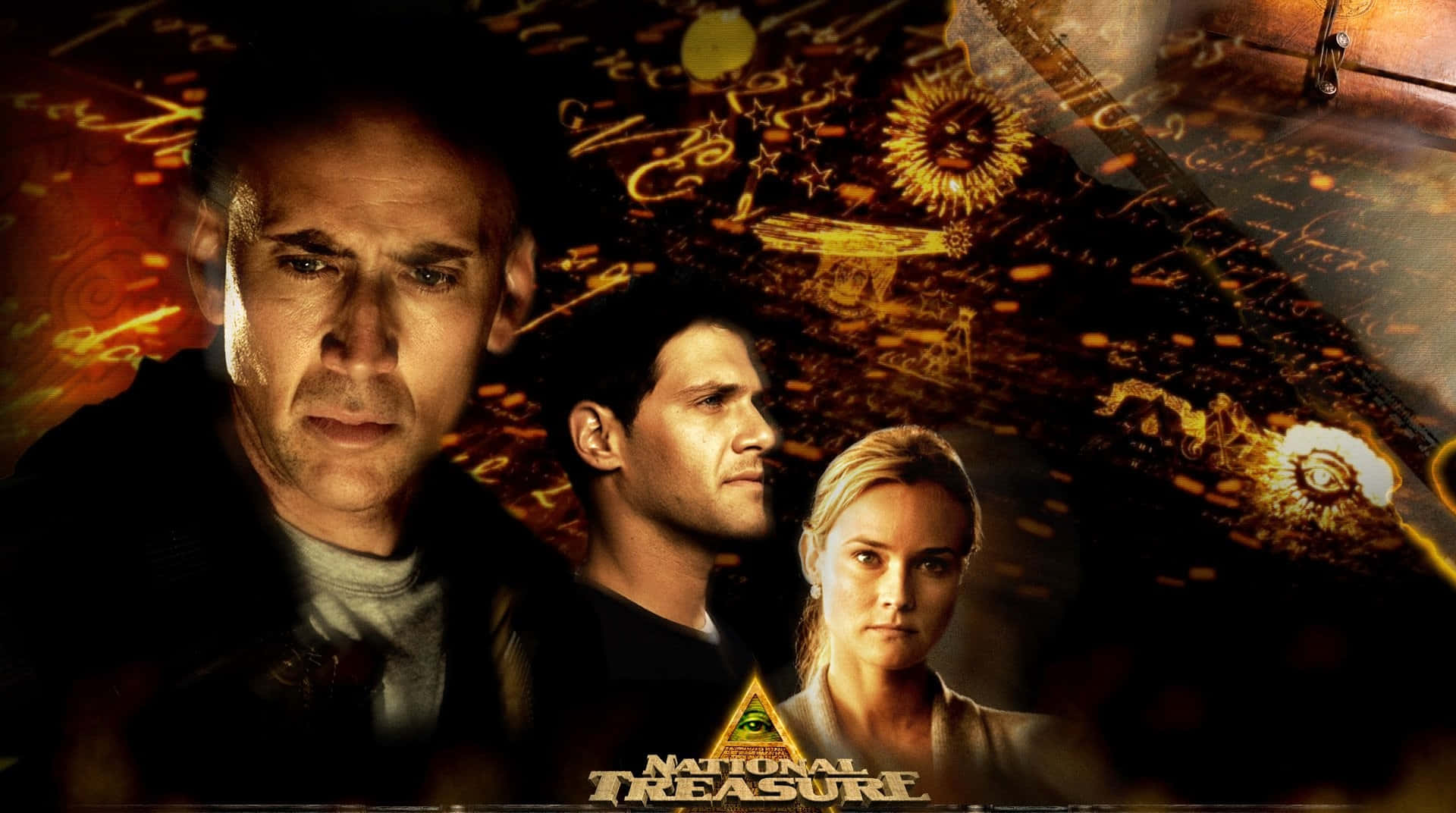 National Treasure, golden ancient symbols, maps, Full HD Desktop Wallpaper