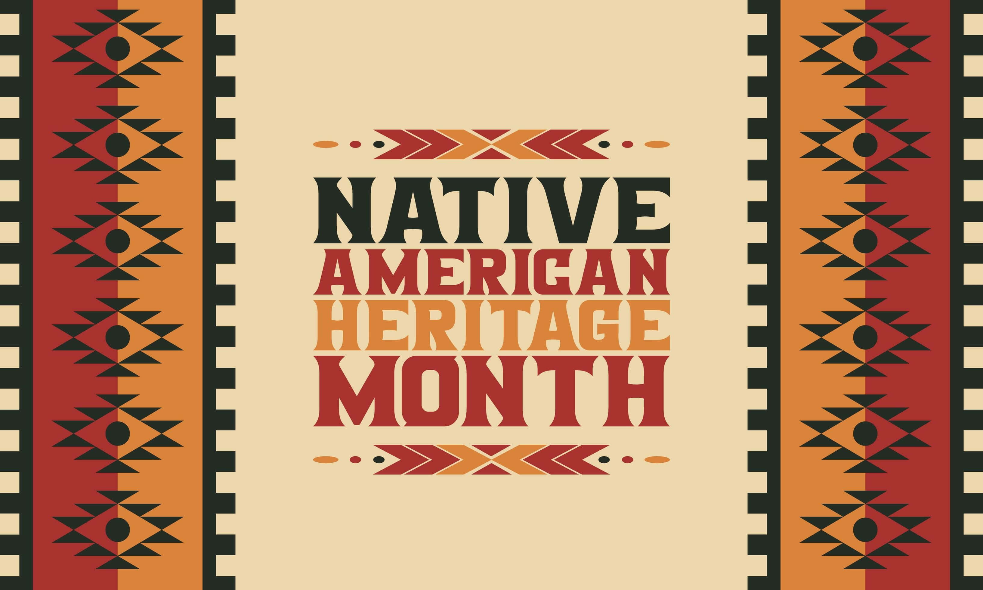Native American Heritage Month, tribal patterns, red orange and black, 2K Desktop Wallpaper