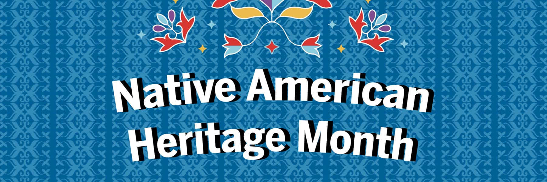 Native American Heritage Month, blue patterned background, colorful tribal motifs, HD Desktop Wallpaper