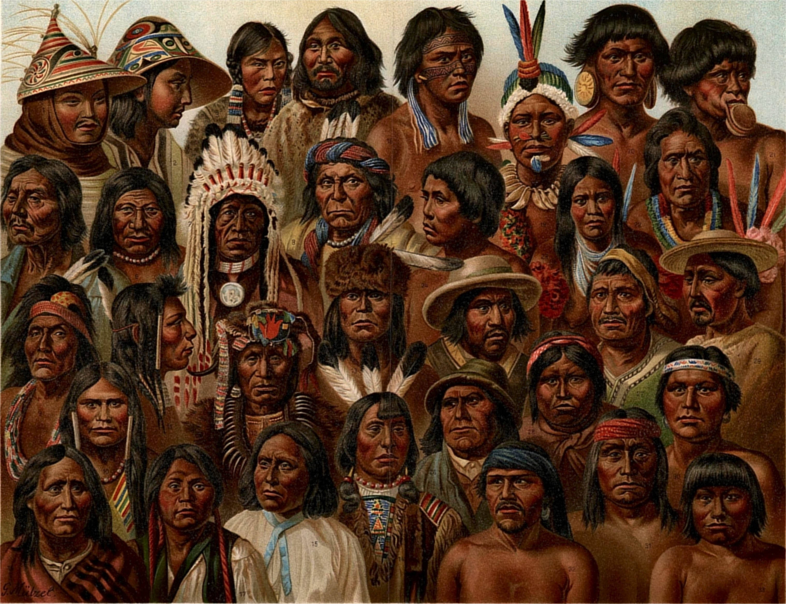 Native American, feathered headdresses, beadwork, 2K Desktop Wallpaper