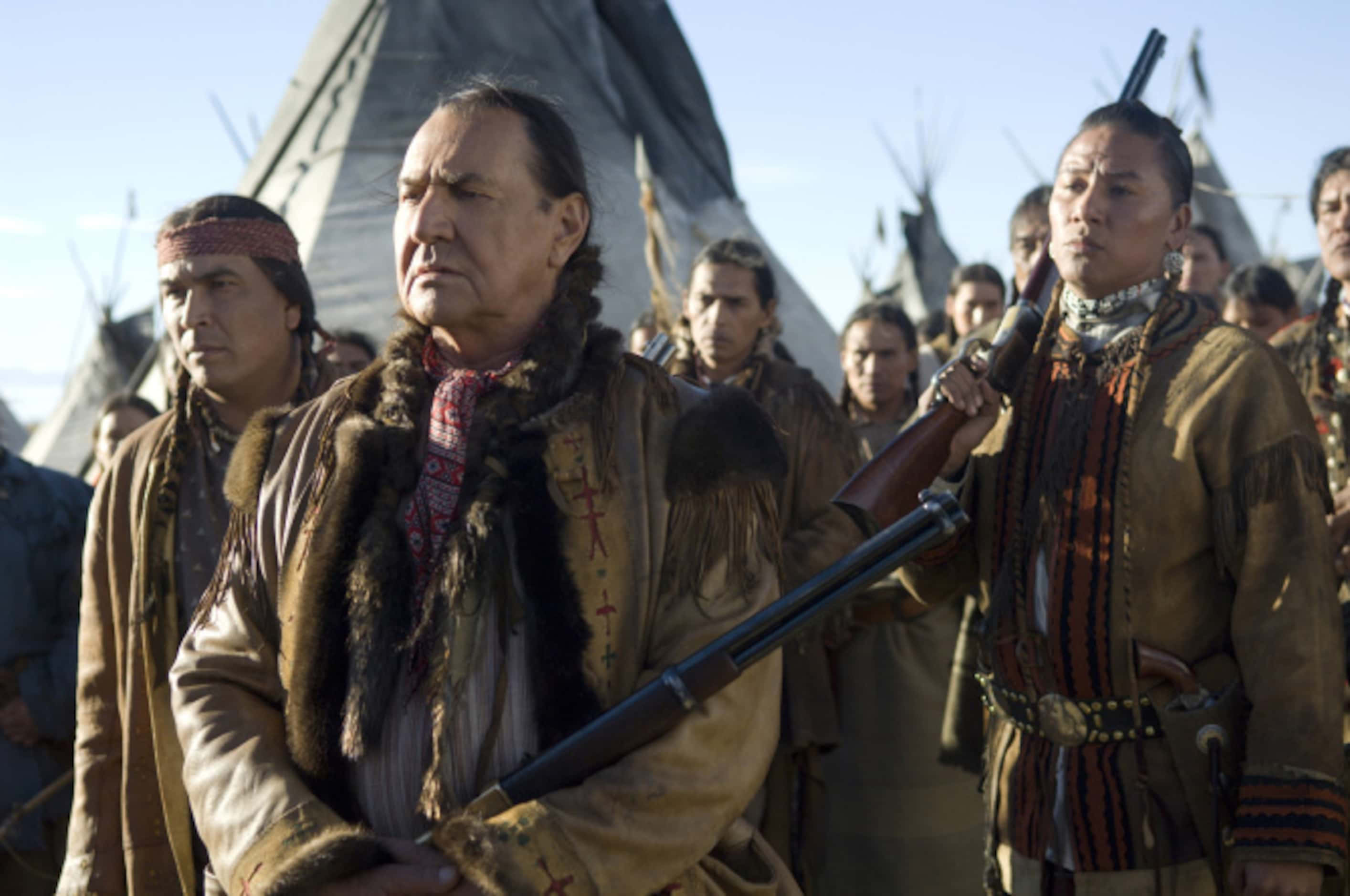 Native American, traditional attire, teepees, 2K Desktop Wallpaper