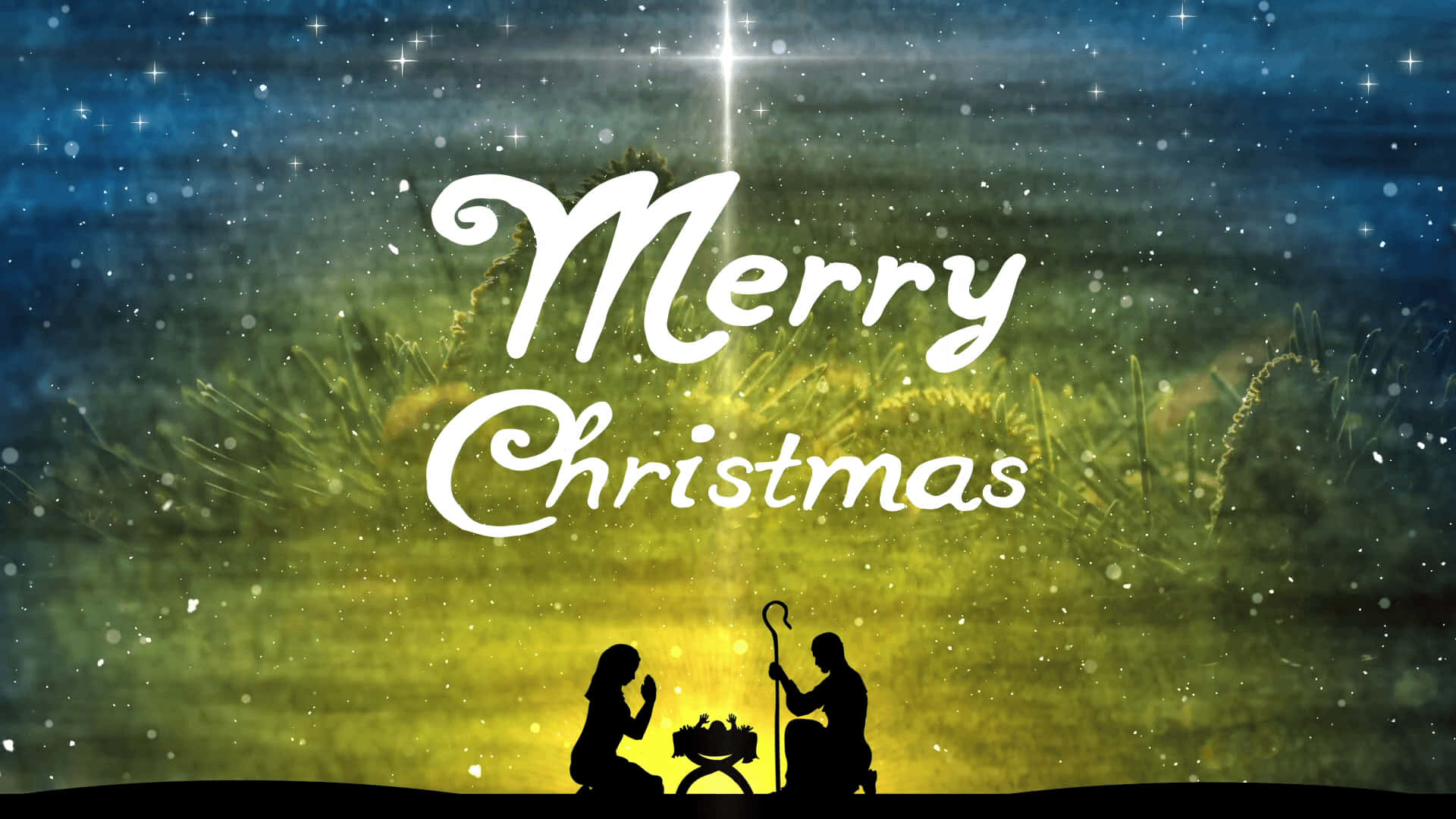 Christmas Nativity, Merry Christmas, starry night sky, Full HD Desktop Wallpaper