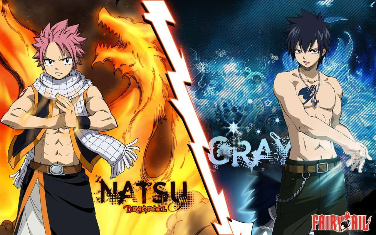Natsu Dragneel, Gray, lightning split, HD Desktop Wallpaper