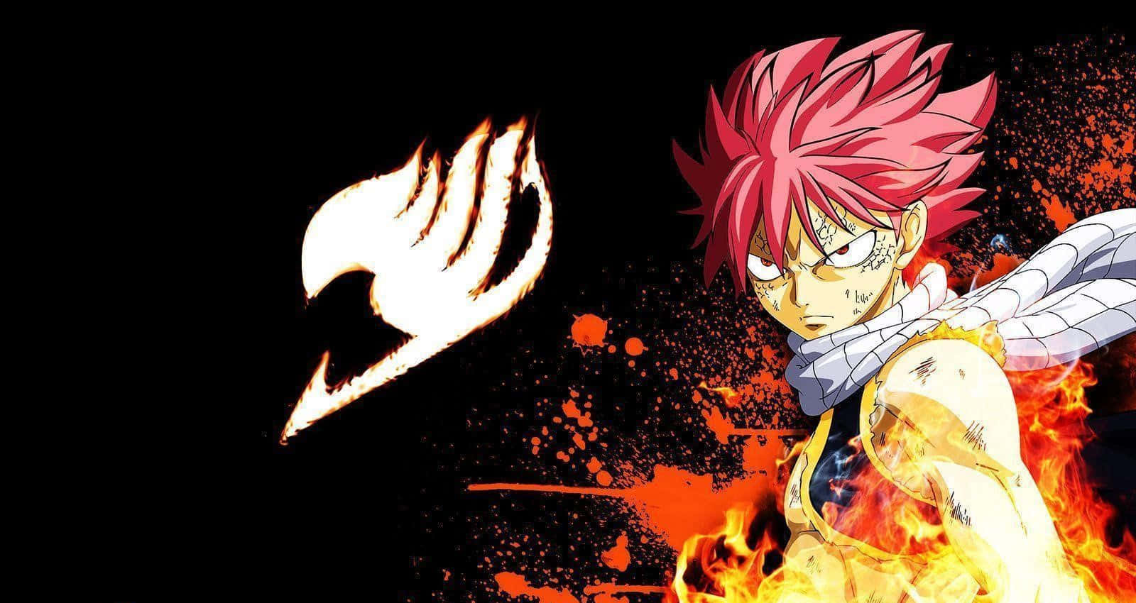 Natsu Dragneel, spiky pink hair, flames engulfing his body, HD Desktop Wallpaper