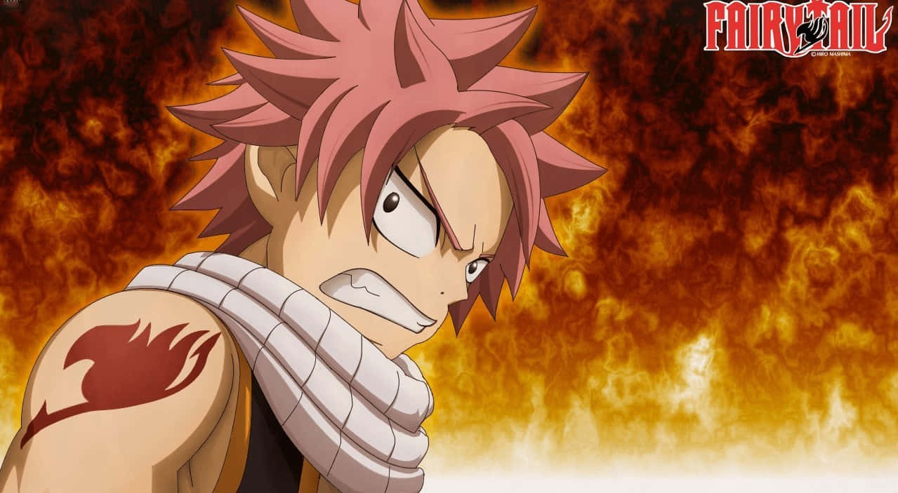 Natsu Dragneel, spiky pink hair, flame tattoo, SD Desktop Wallpaper