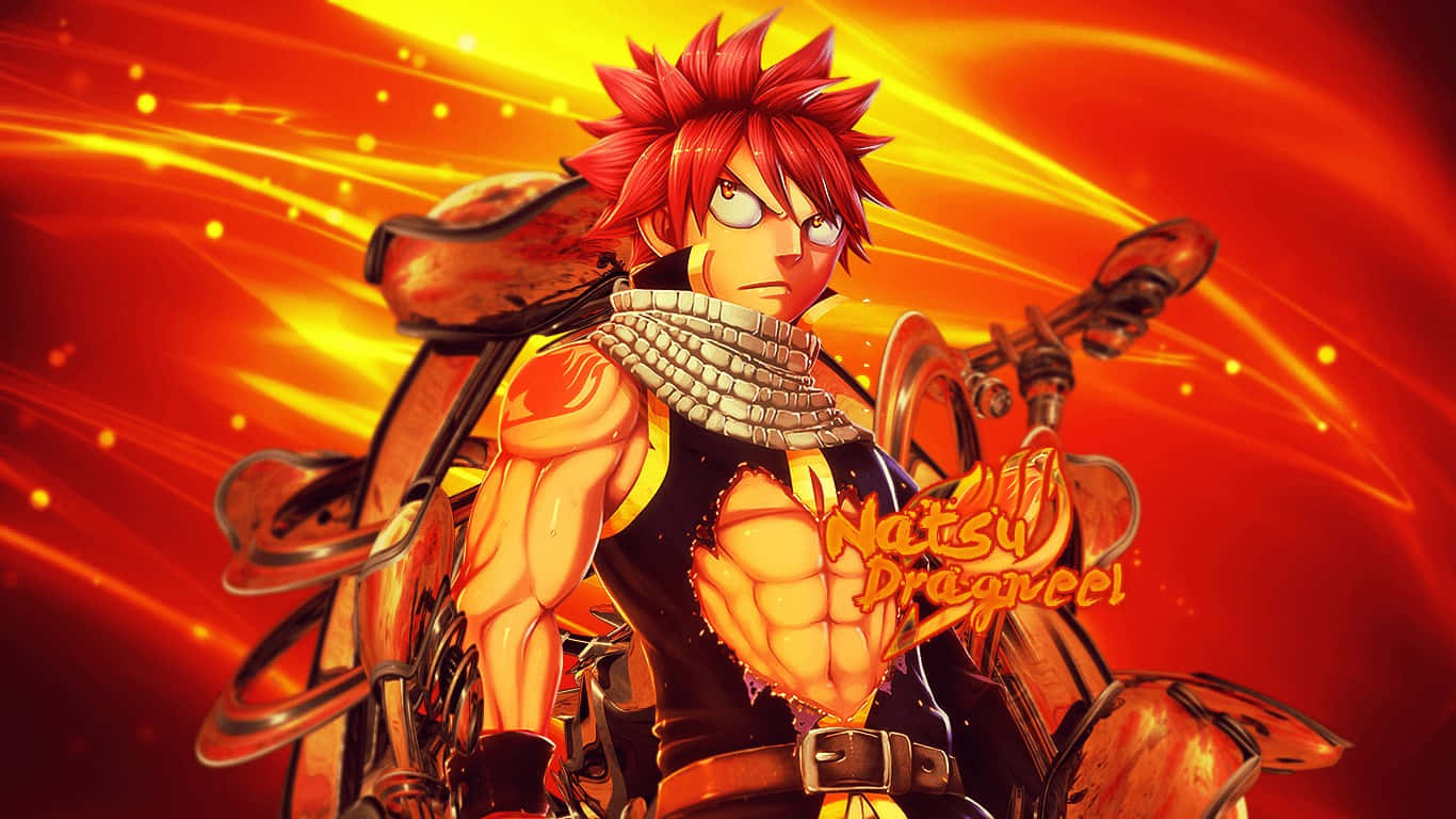 Natsu Dragneel, fiery-haired, glowing eyes, HD Desktop Wallpaper