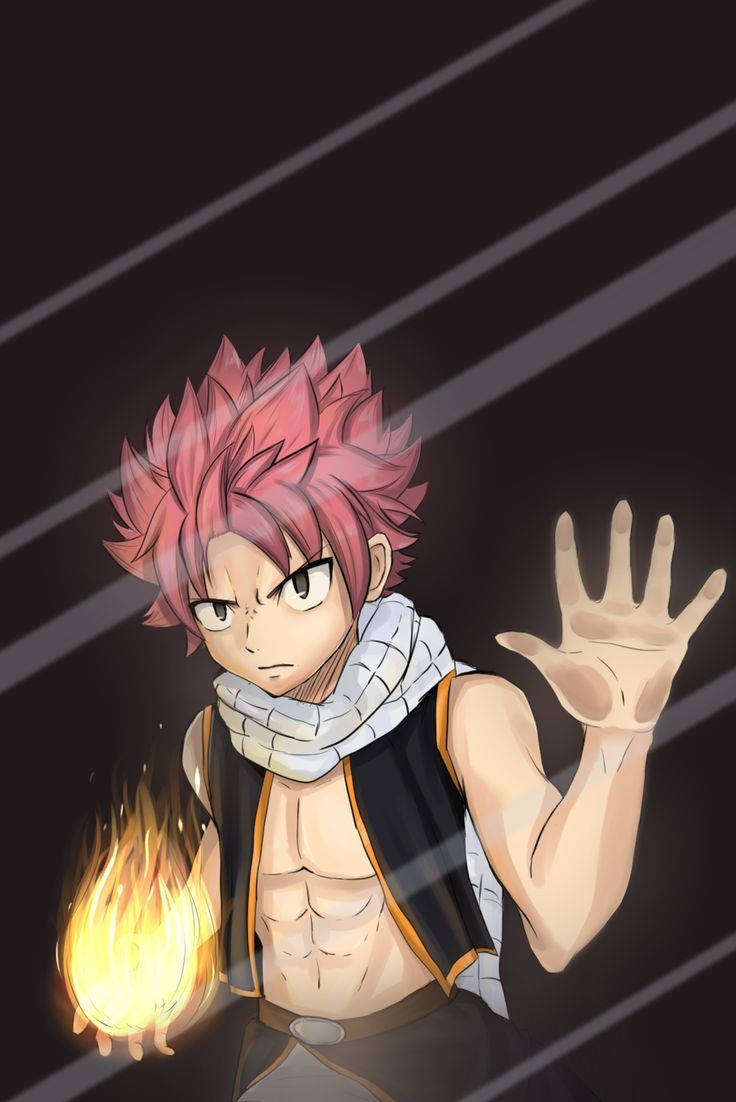 Natsu Dragneel, pink spiky hair, flame, SD Phone Wallpaper