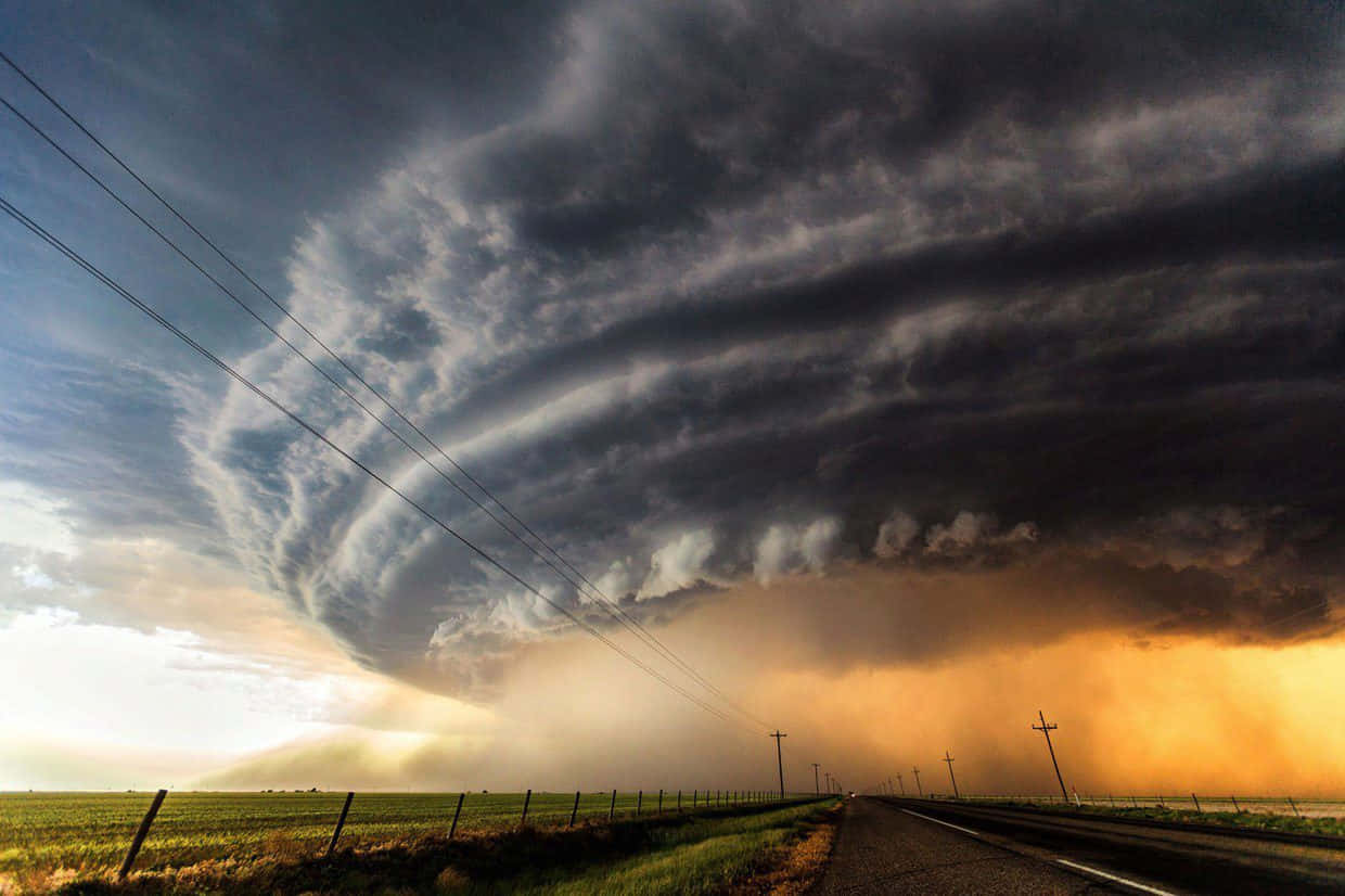 tornado, rural road, power lines, SD Desktop Wallpaper