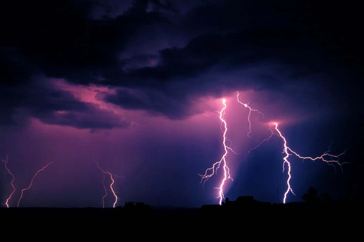tornado, stormy night sky, vivid purple lightning, SD Desktop Wallpaper