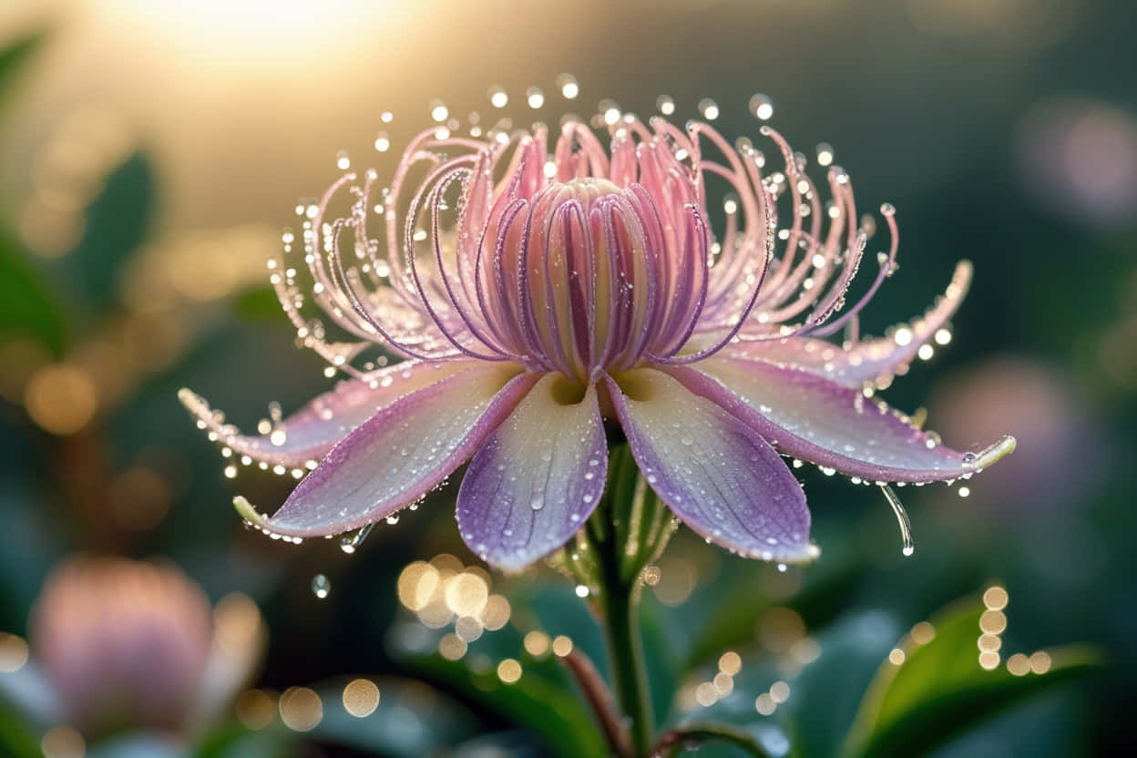 pink, purple, dewdrops, SD Desktop Wallpaper