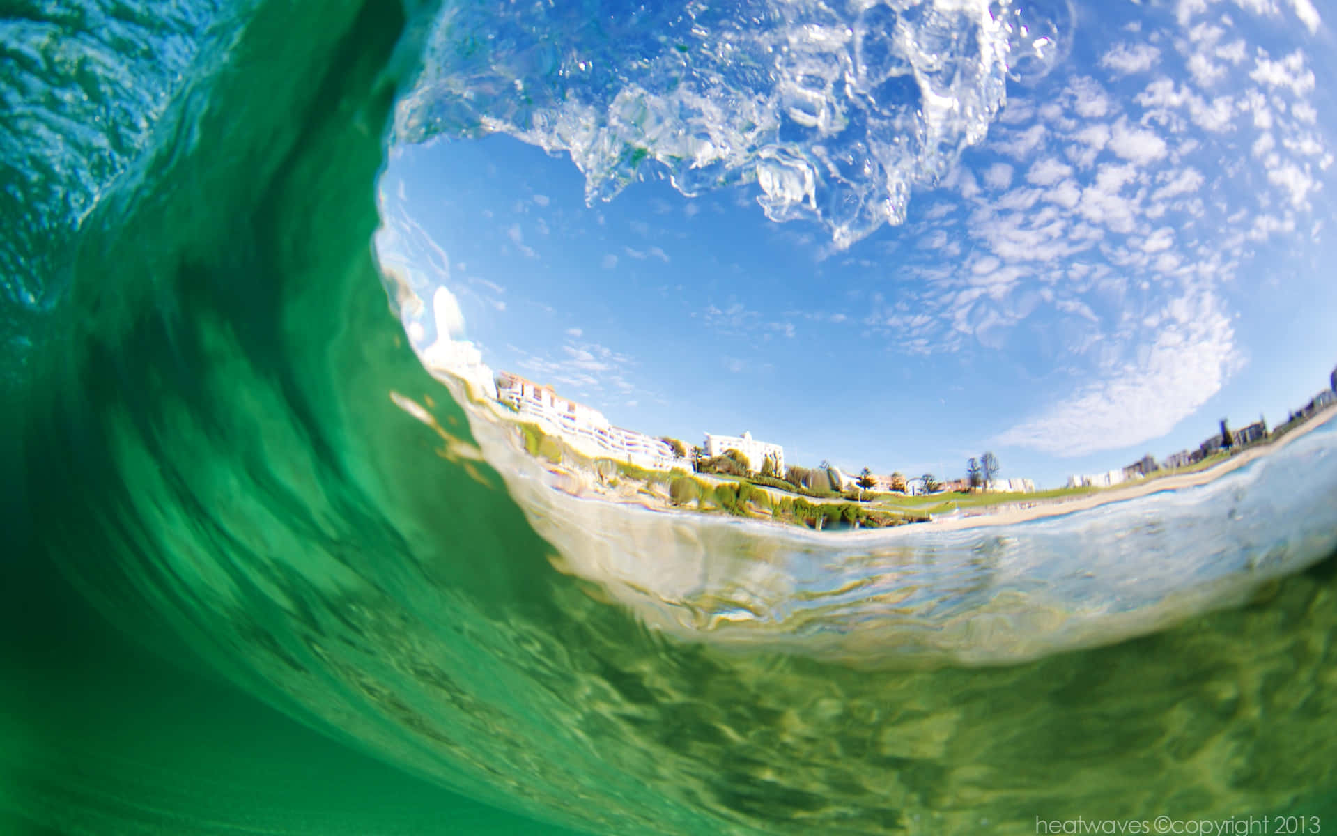natural resources, fisheye view, curling ocean wave, HD Desktop Wallpaper