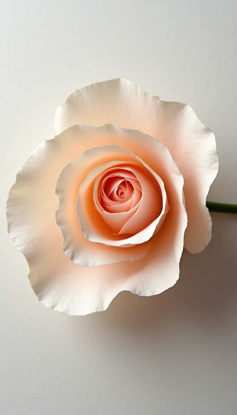 peach rose, delicate layered petals, plain white background, HD Phone Wallpaper