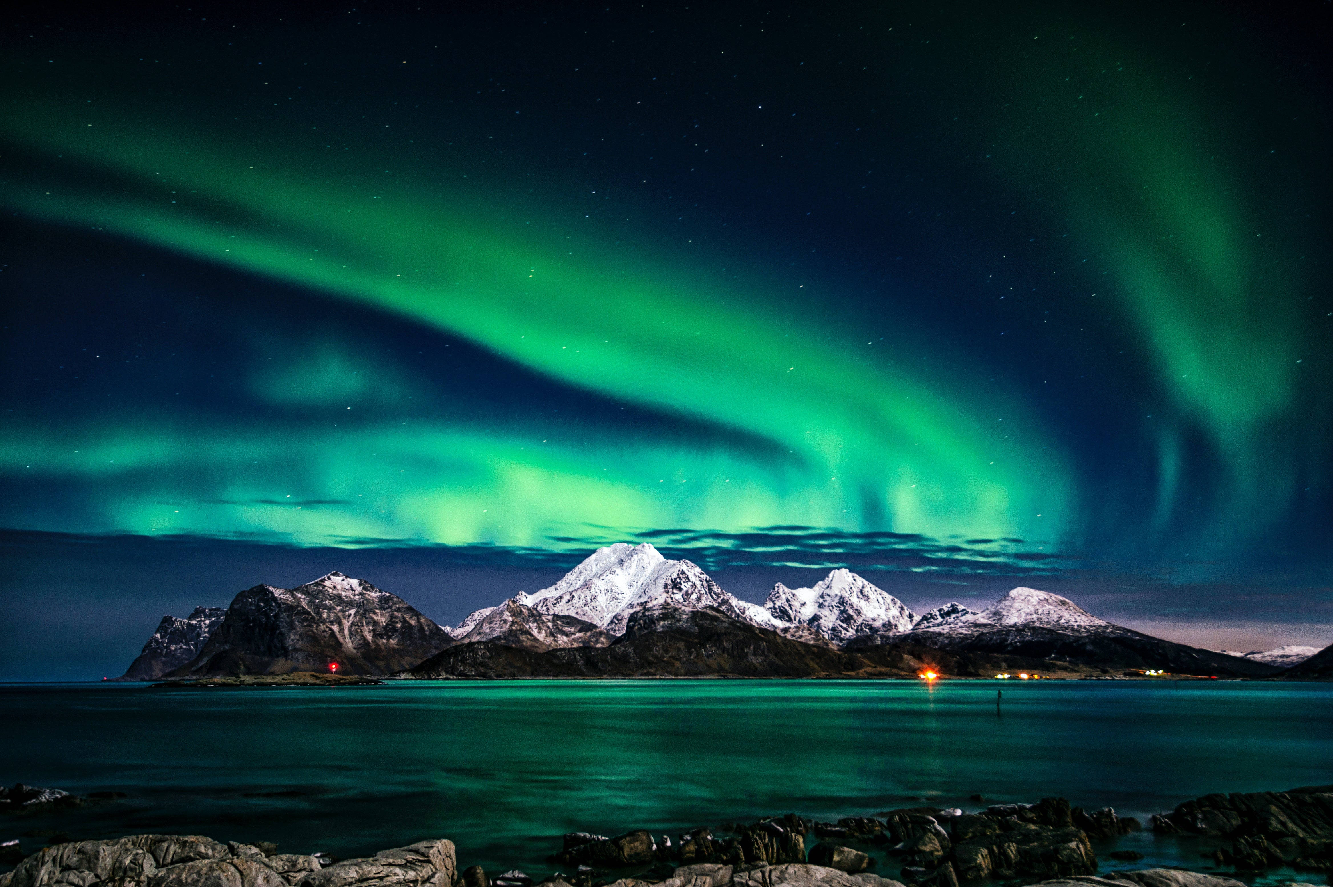 Nature 4K, aurora borealis, starry night sky, 4K Desktop Wallpaper