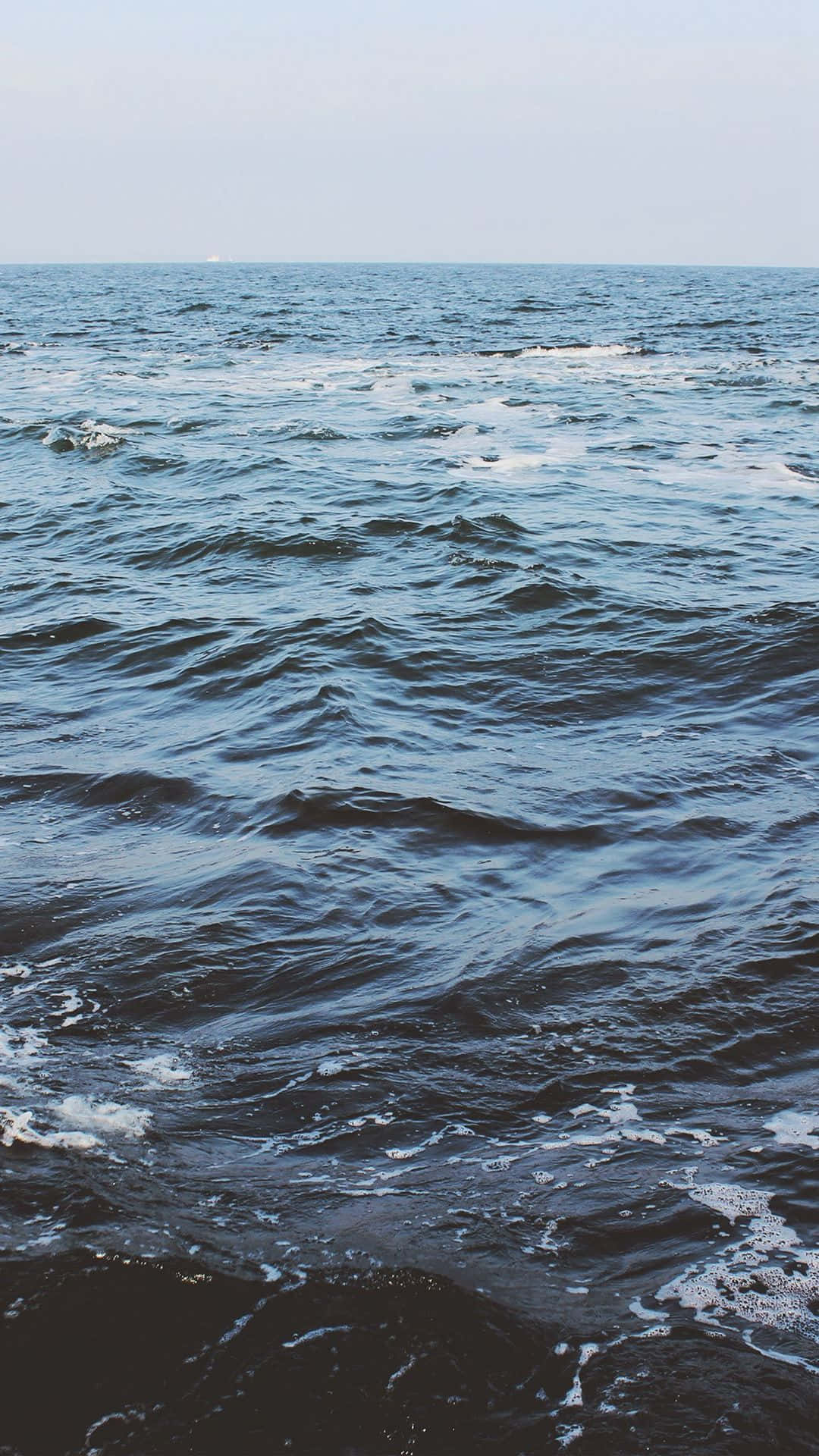 deep blue ocean, gentle waves, white foam, Full HD Phone Wallpaper