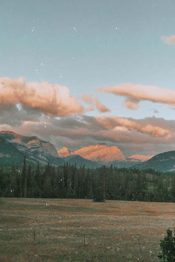 sunset, golden peaks, soft pink clouds, SD Phone Wallpaper