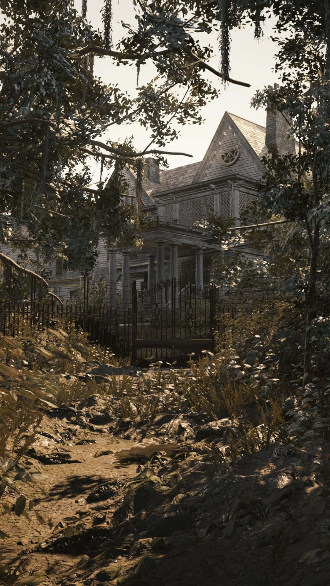 Victorian house, trees, vines, Full HD Phone Wallpaper