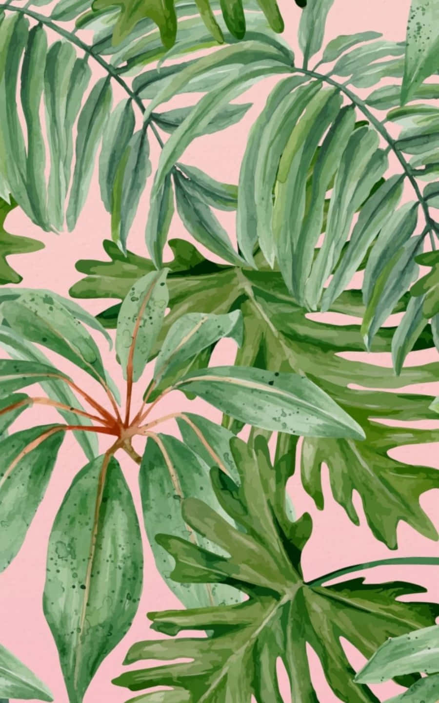 Plant Aesthetic phone, tropical leaves, watercolor, HD Phone Wallpaper