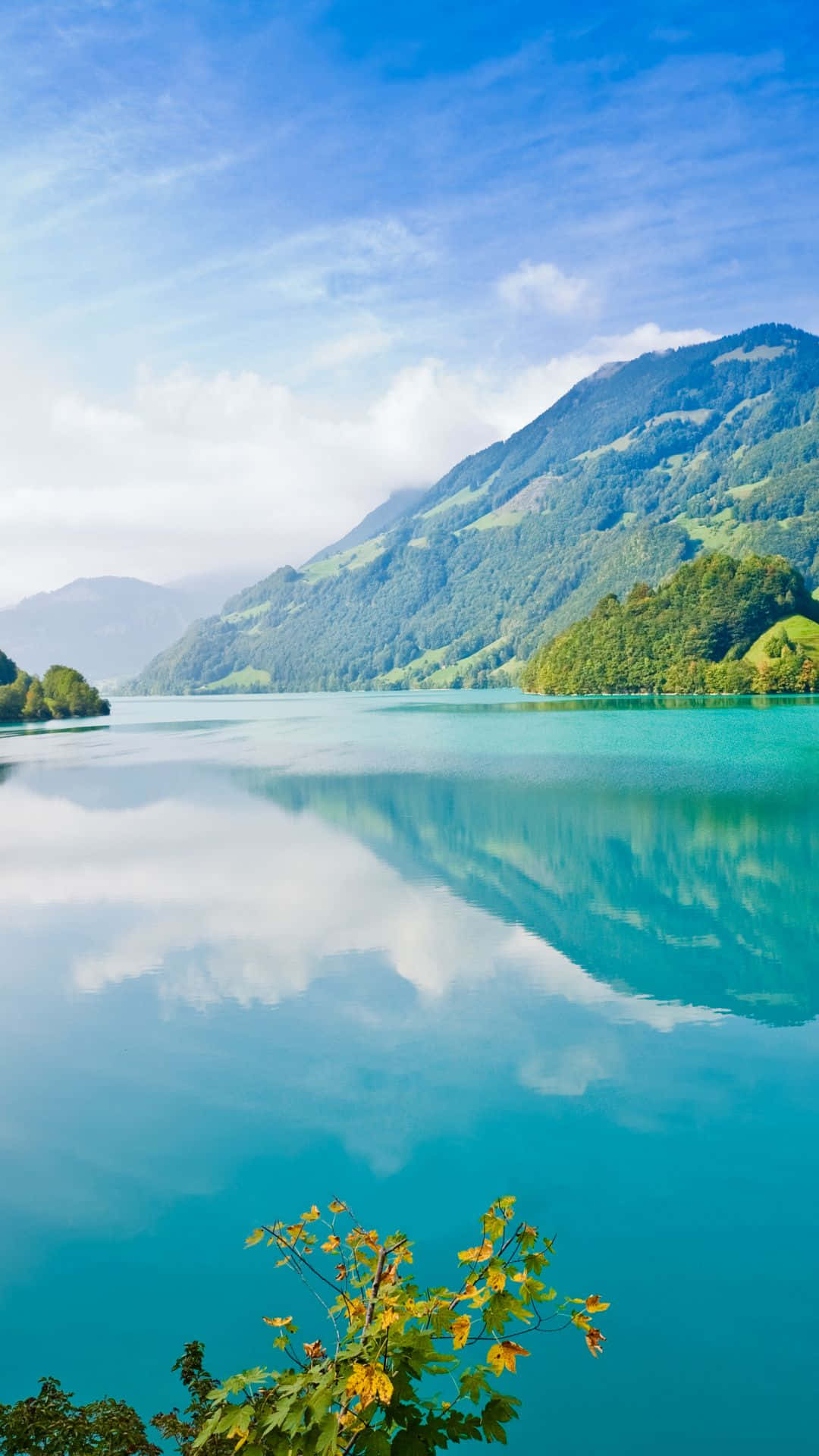 Calm Lake, turquoise lake, lush green mountain, Full HD Phone Wallpaper