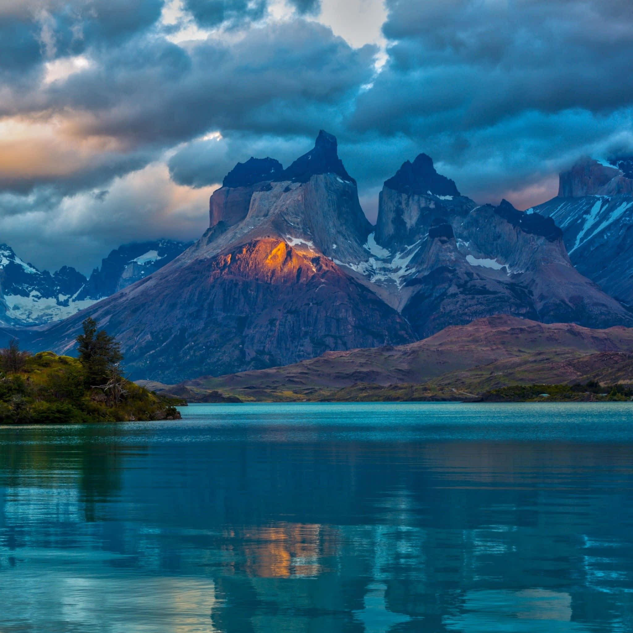 iPad, mountain range, snow-capped peaks, Full HD Desktop Wallpaper