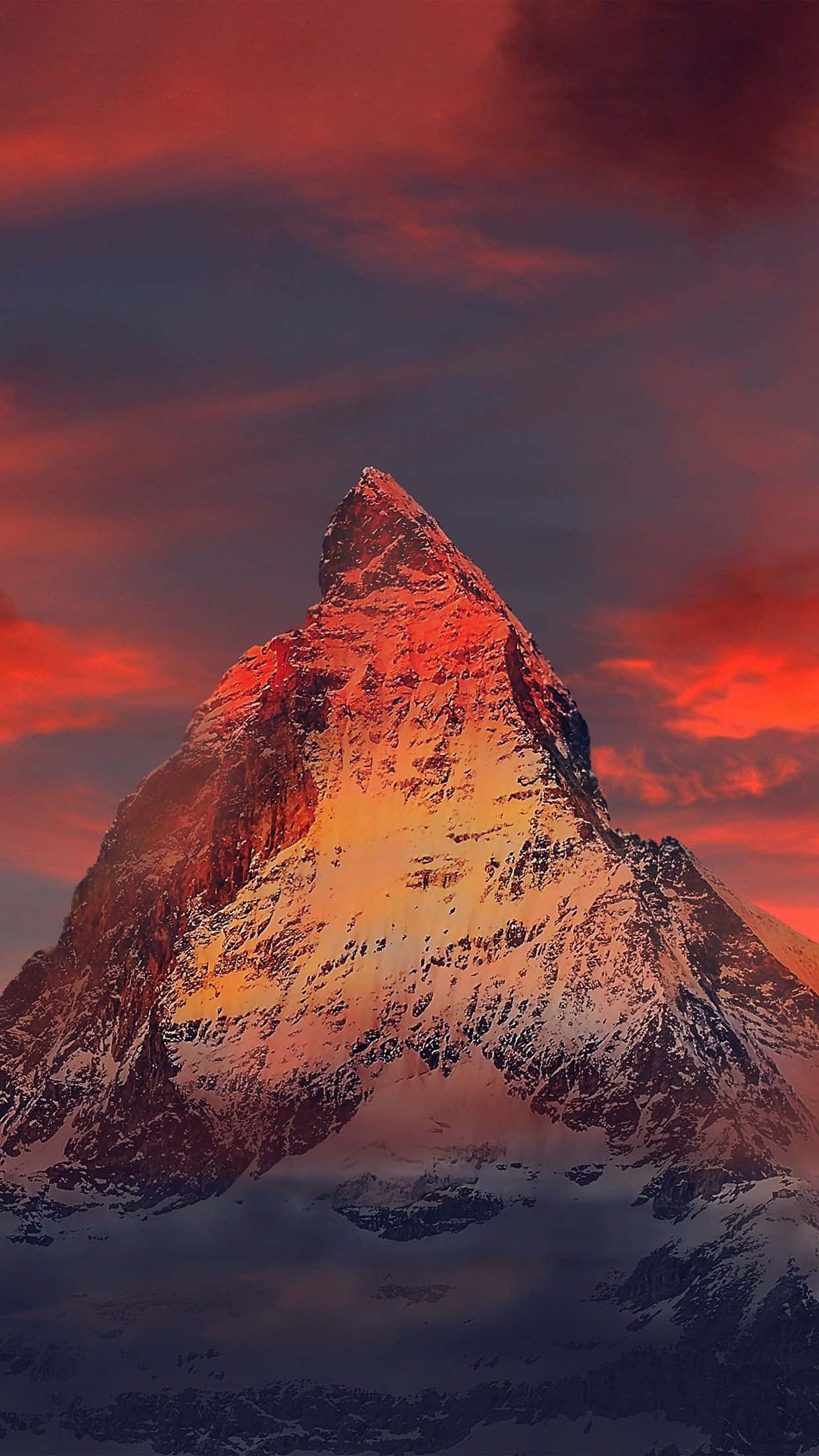 Nature iPad, snowcapped mountain peak, fiery orange, Full HD Phone Wallpaper