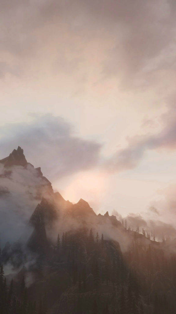 Foggy Mountain, sunlight, misty clouds, SD Phone Wallpaper