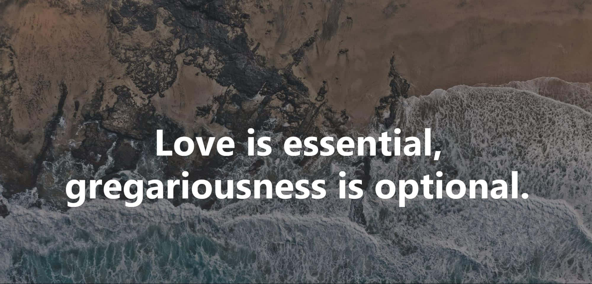 Gregarious Quote Landscape, crashing ocean waves, rugged cliffs, Full HD Desktop Wallpaper