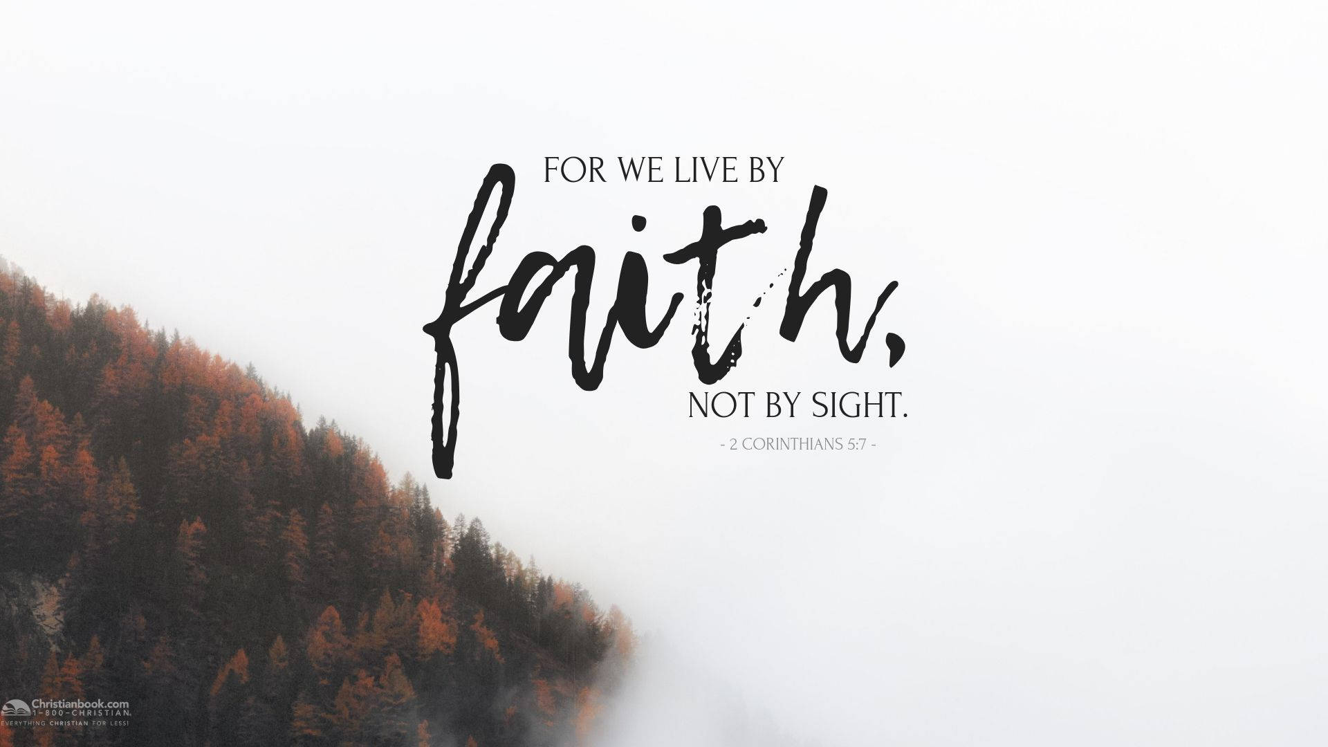 Fall Bible Quote Corinthians, autumn trees, misty mountain slope, Full HD Desktop Wallpaper