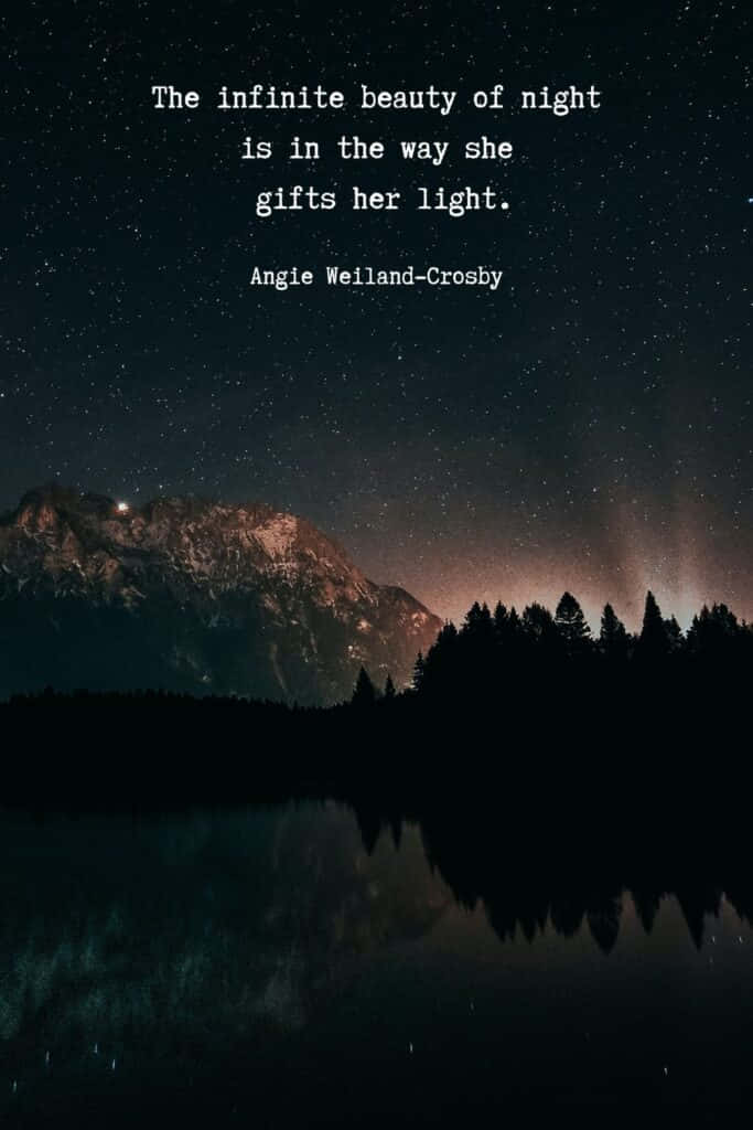 starry night sky, calm lake, silhouetted mountains, SD Phone Wallpaper