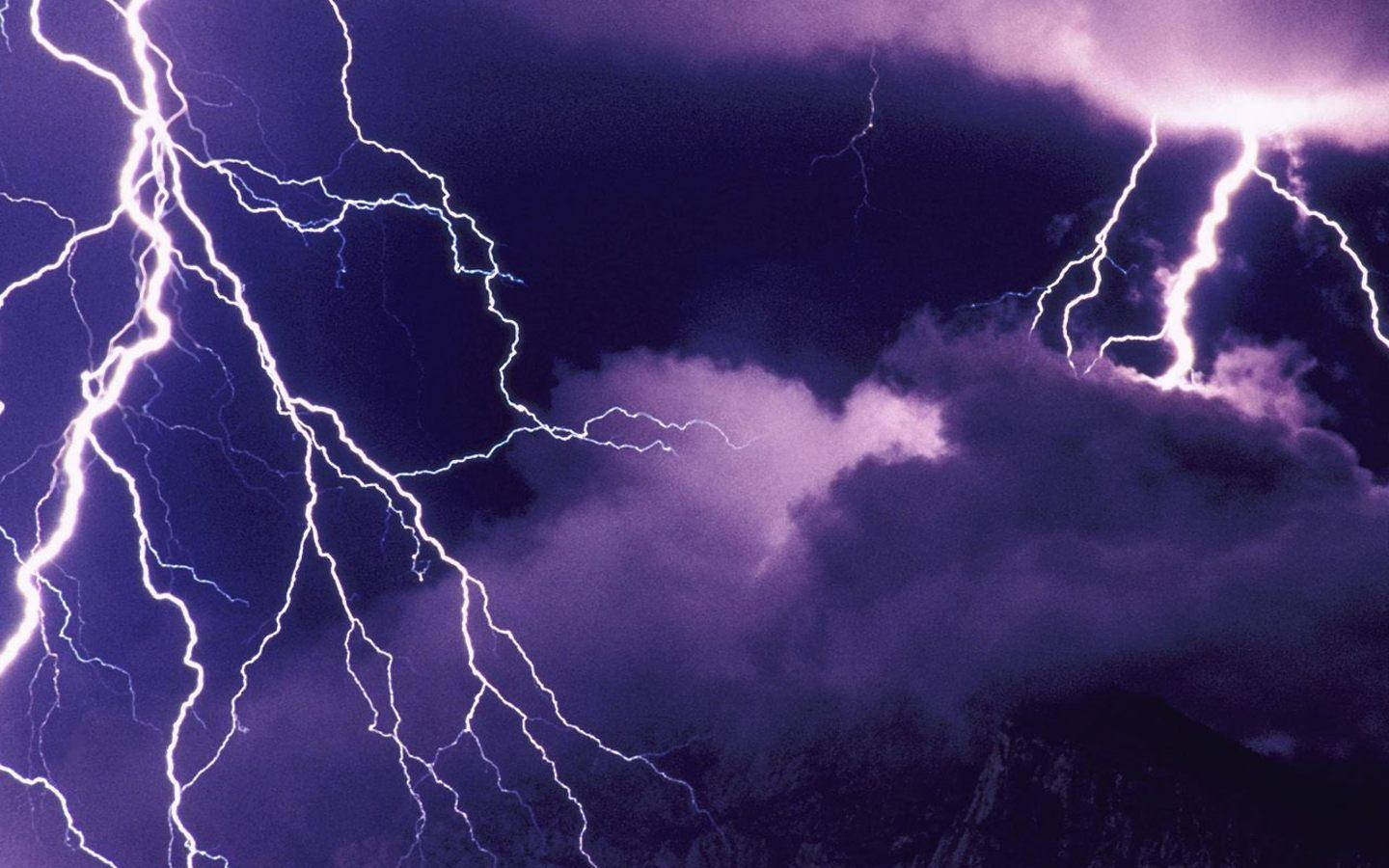 Thunderstorm Purple, dark purple storm sky, intense lightning bolts, HD Desktop Wallpaper