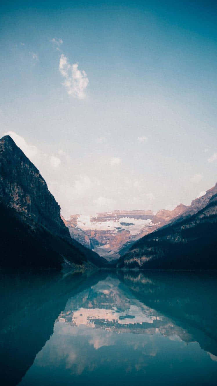 mountain lake, snow-capped peaks, soft clouds, HD Phone Wallpaper