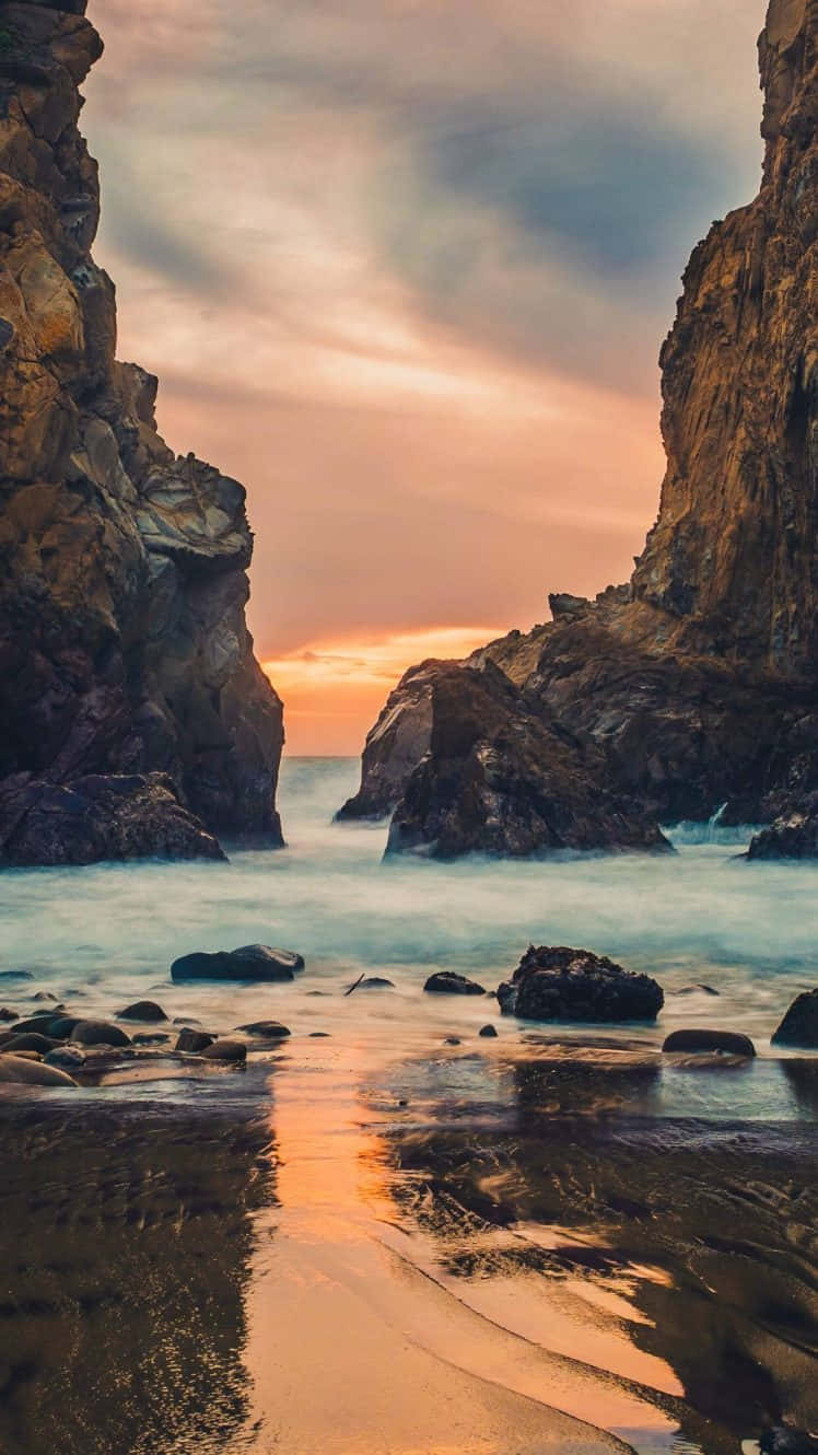 Sunset, warm hues, waves, HD Phone Wallpaper