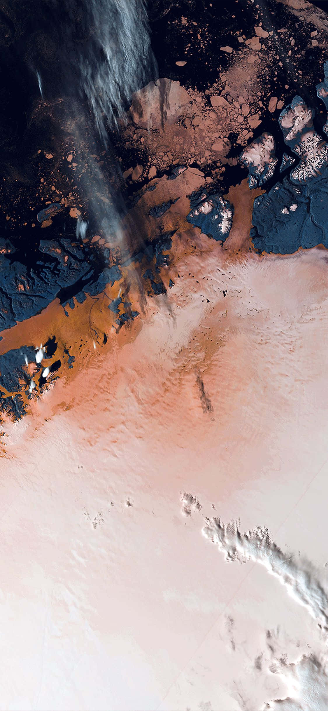 mountain scenery, glacier calving, pinkish sea, Full HD Phone Wallpaper