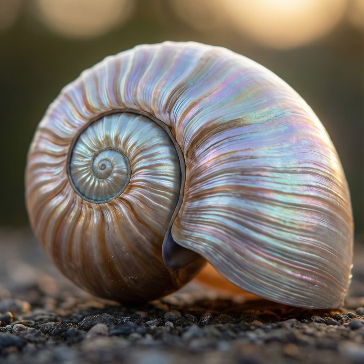 iridescent nautilus shell, macro, pearly iridescence, HD Desktop Wallpaper