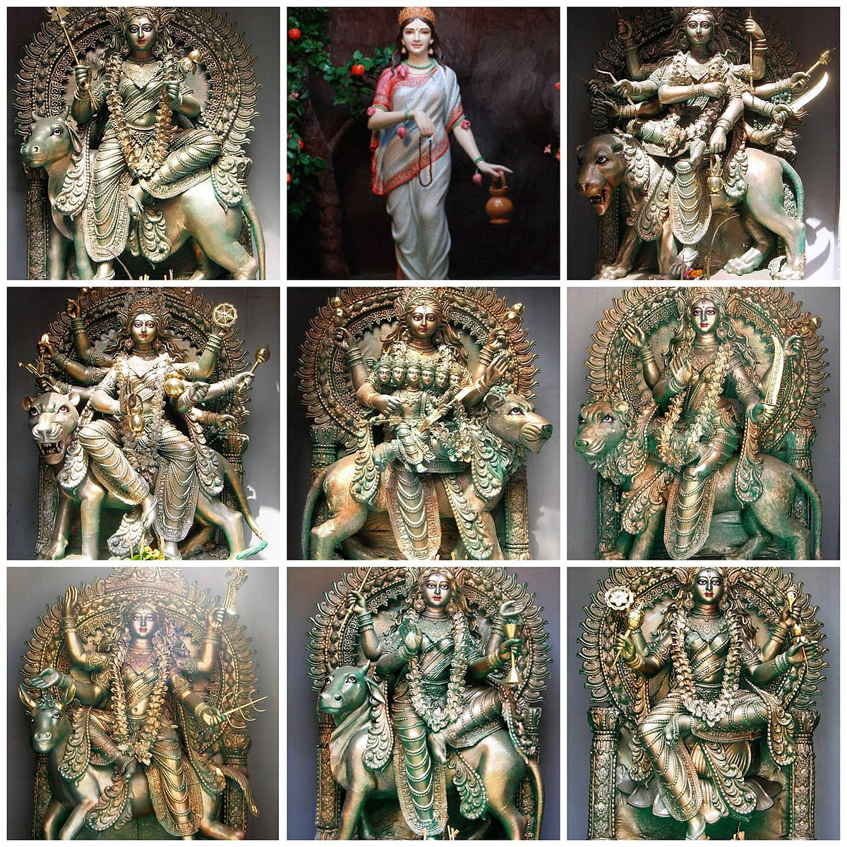 Nav Durga, Durga, bronze statues, SD Desktop Wallpaper