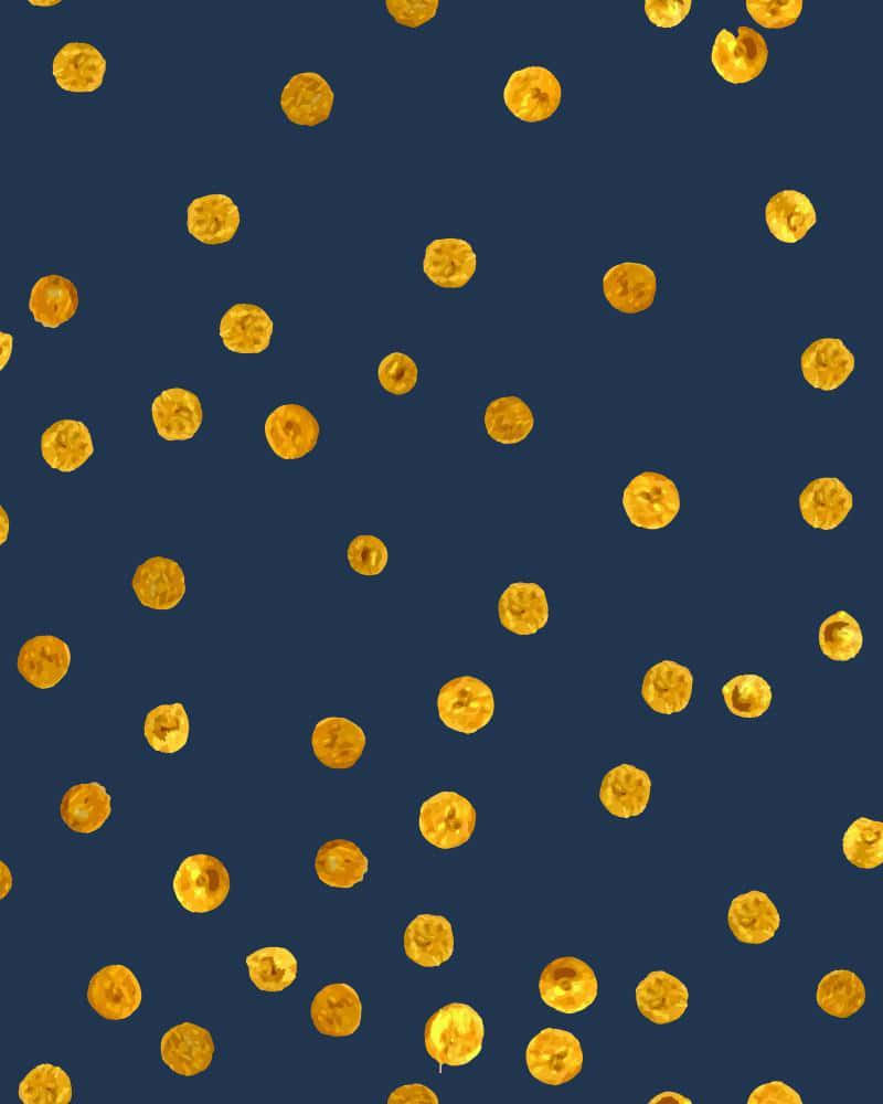 Navy Blue Gold Dots Pattern, golden textured dots, deep navy blue background, SD Phone Wallpaper