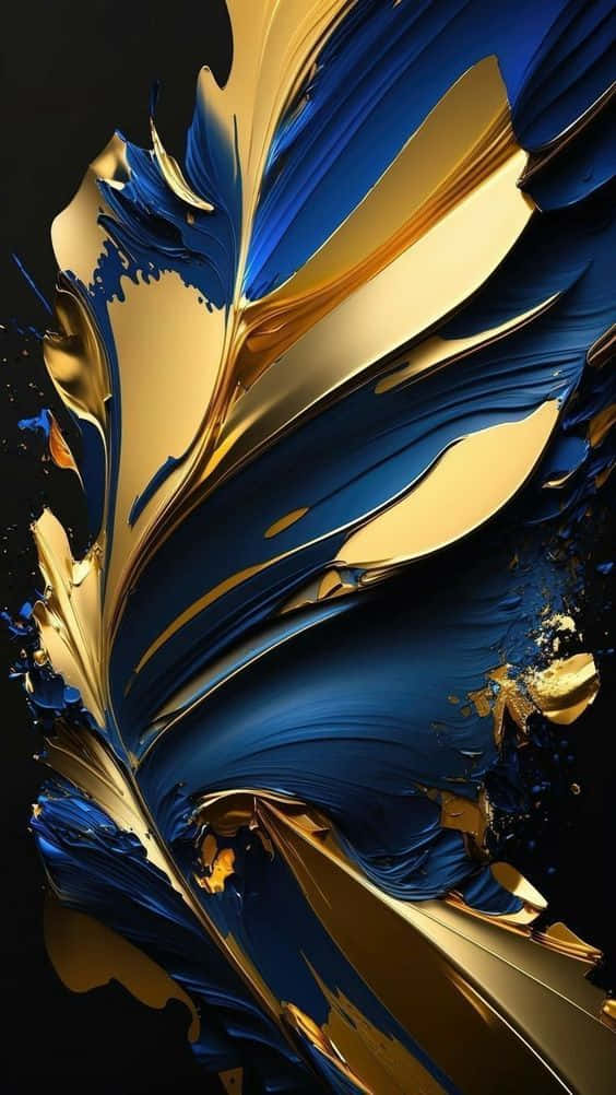 Navy Gold Abstract Art, metallic gold, deep blue, SD Phone Wallpaper
