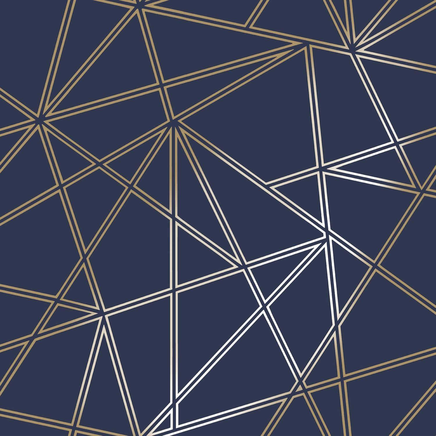 Navy Gold Geometric Pattern, gold, silver, HD Desktop Wallpaper